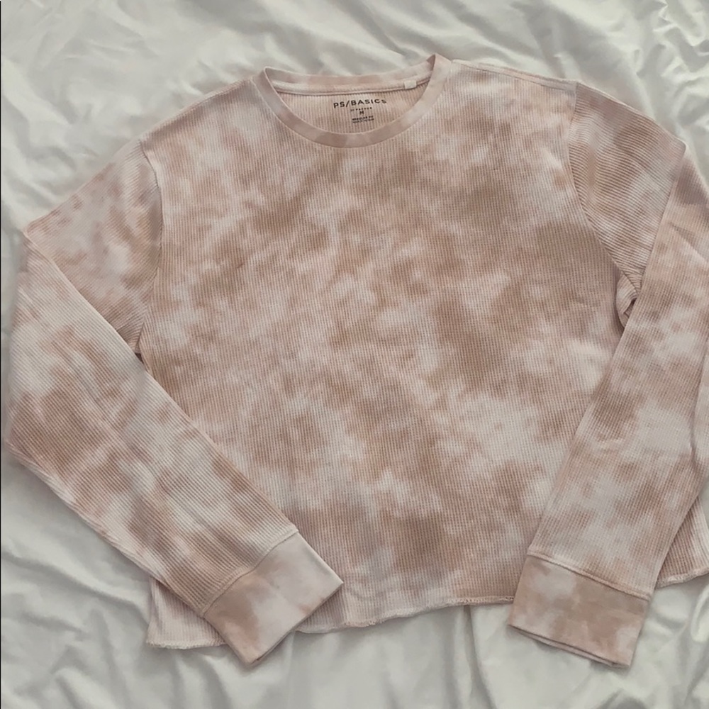 Pacsun Waffle Blush Nude Tie Dye Long Sleeve Top